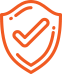 Une icône de bouclier orange avec une coche blanche à l'intérieur, symbolisant la sécurité ou la vérification.