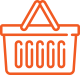 Une icône orange représentant un panier d'achat.