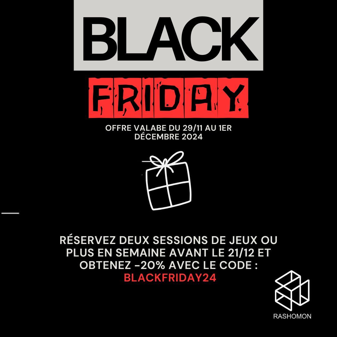 Une affiche du Black Friday avec une boîte cadeau dessus