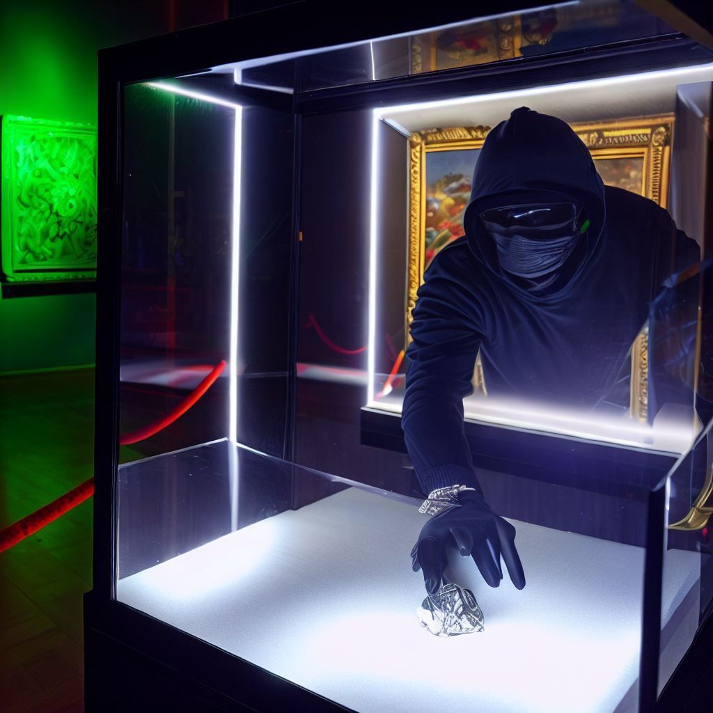 Un homme portant un sweat à capuche noir se tient dans une vitrine