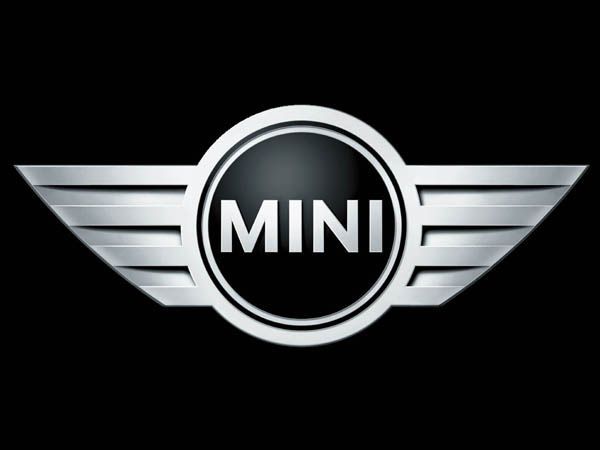 MINI logo with silver wings on a black background