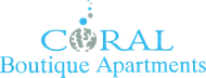 Logo for Coral Boutique Apartments in blue.