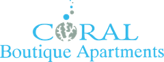 Logo for Coral Boutique Apartments in blue.