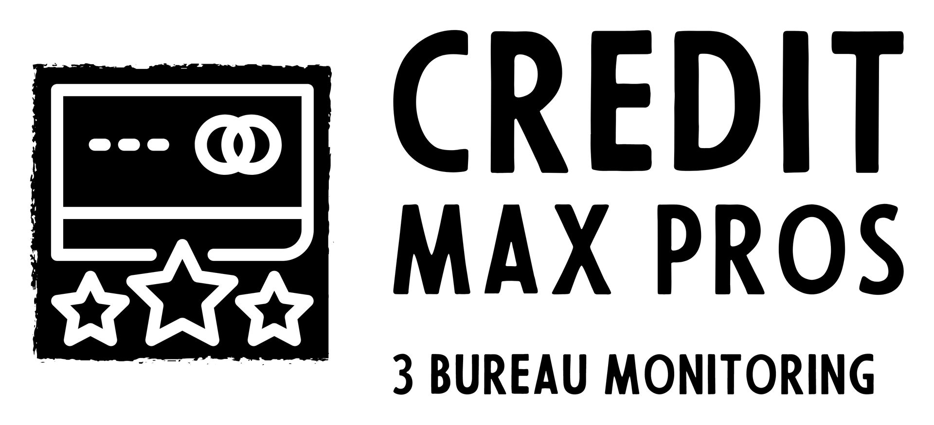 A black and white logo for credit max pros 3 bureau monitoring.