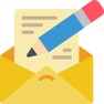 A pencil is writing on a piece of paper in an envelope.