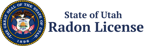 State of Utah Radon License logo with state seal and blue text on white background