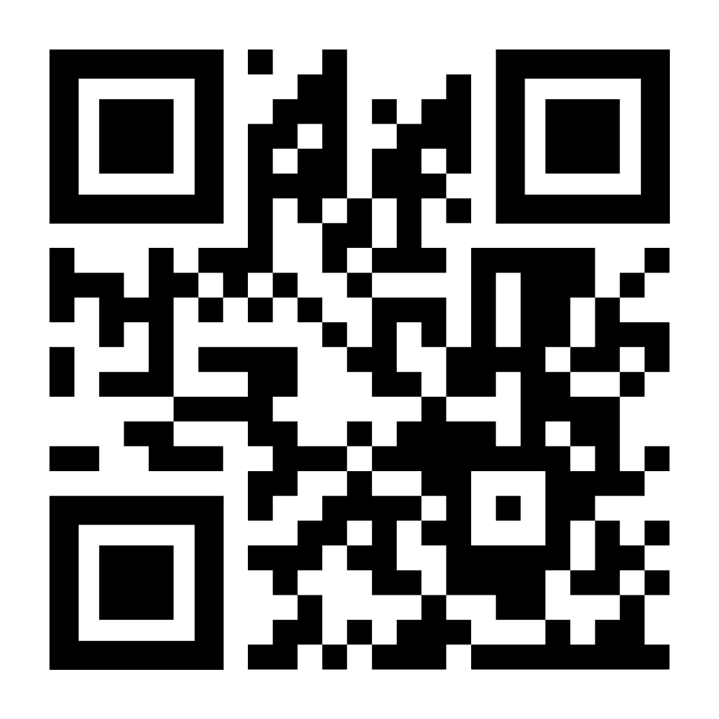 Black-and-white QR code on a white background