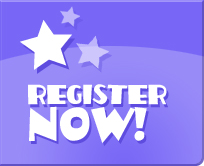 Purple “Register Now!” button with white stars and bold text.