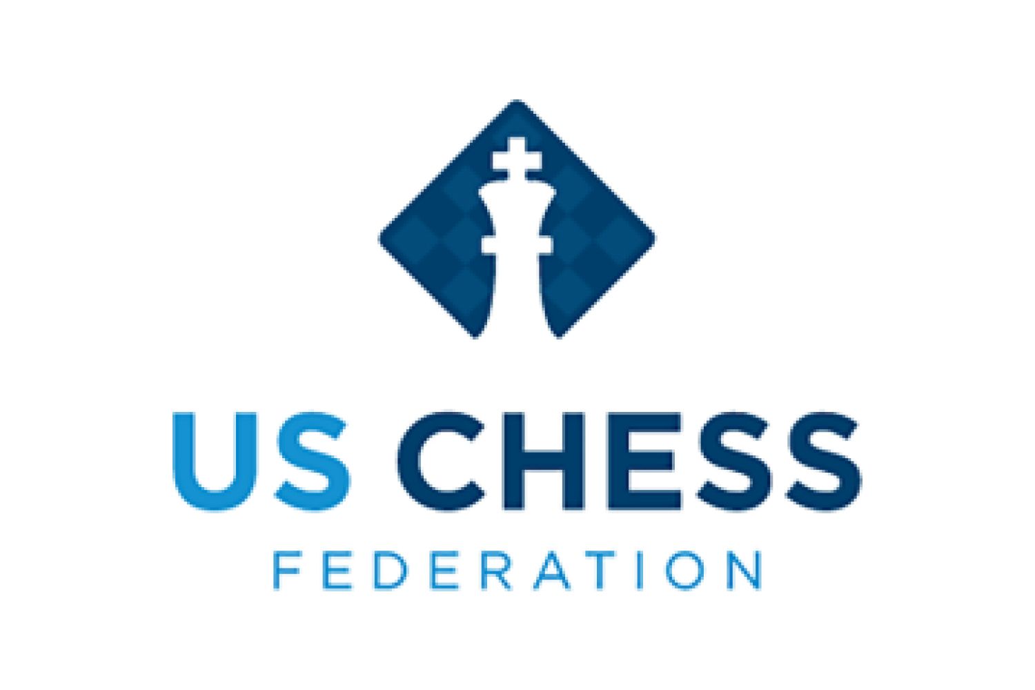US Chess Federation logo with blue chess king icon and blue text