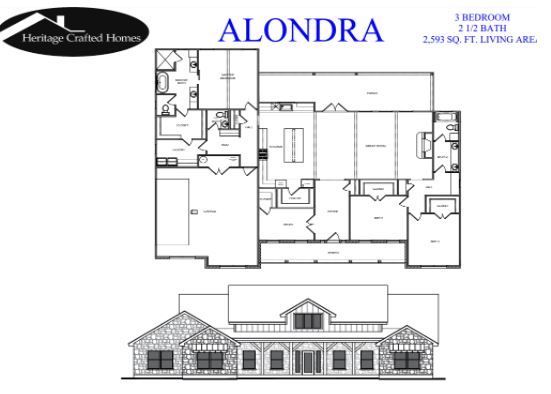 A black and white floor plan of a house called alondra