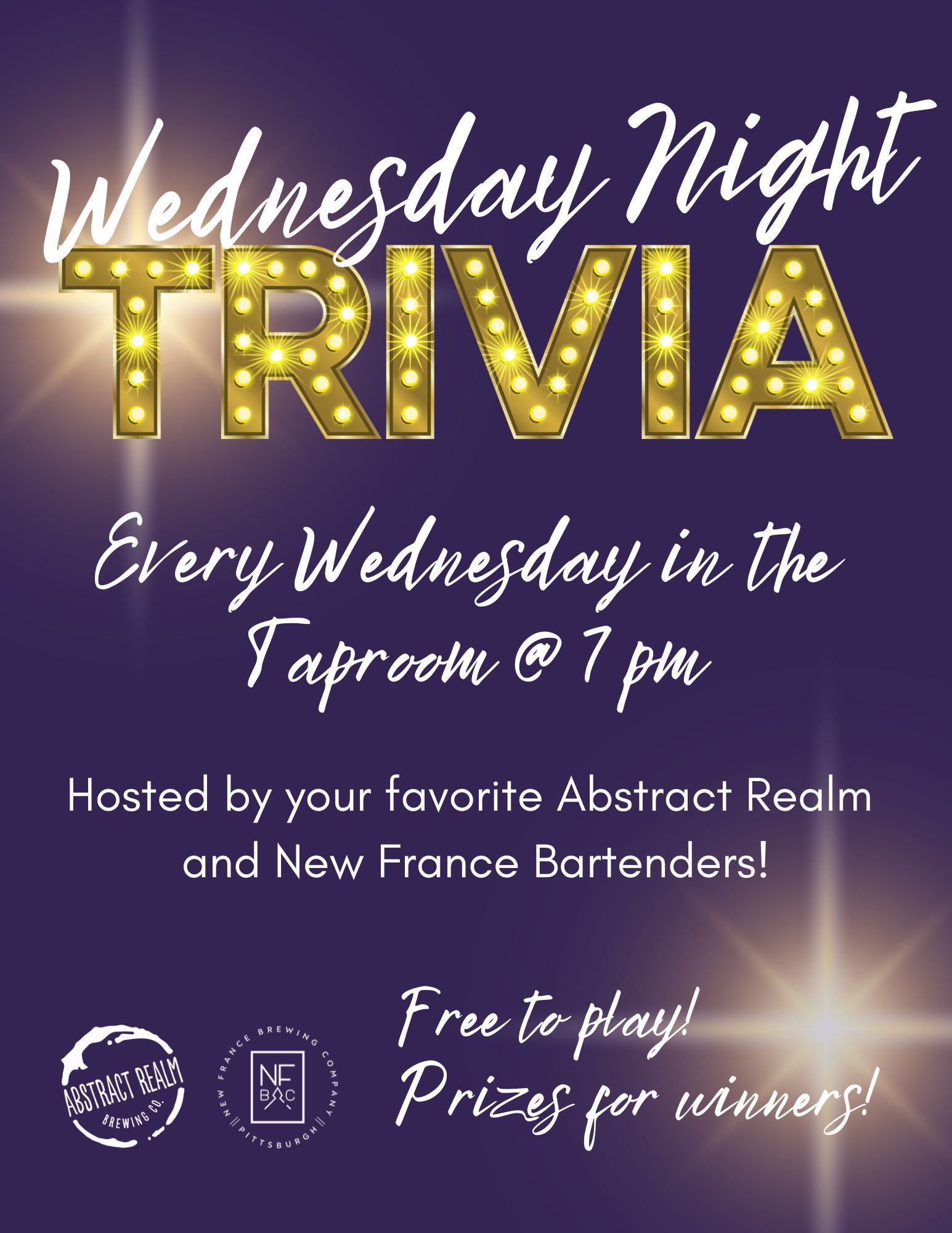 A poster for a wednesday night trivia at the Hazelwood Brewhouse
