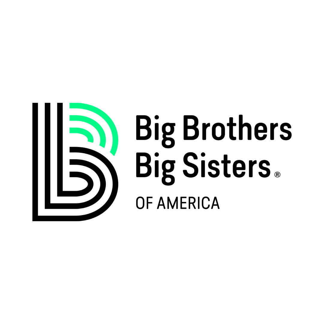 The big brothers and big sisters of america logo is black and green.