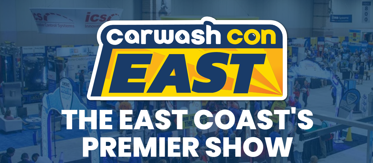 Car Wash Con East logo on blue background with the tagline “The East Coast’s Premier Show”