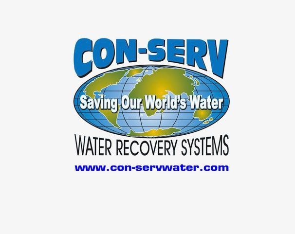 CON-SERV logo with globe, “Saving Our World’s Water,” Water Recovery Systems, and website URL