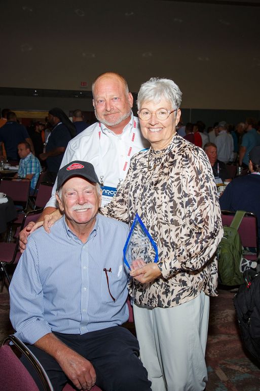 The Most Distinguished Person award recipient was Mike Mountz (seated)
of Cloister Car Washes and Grace for Vets. 
