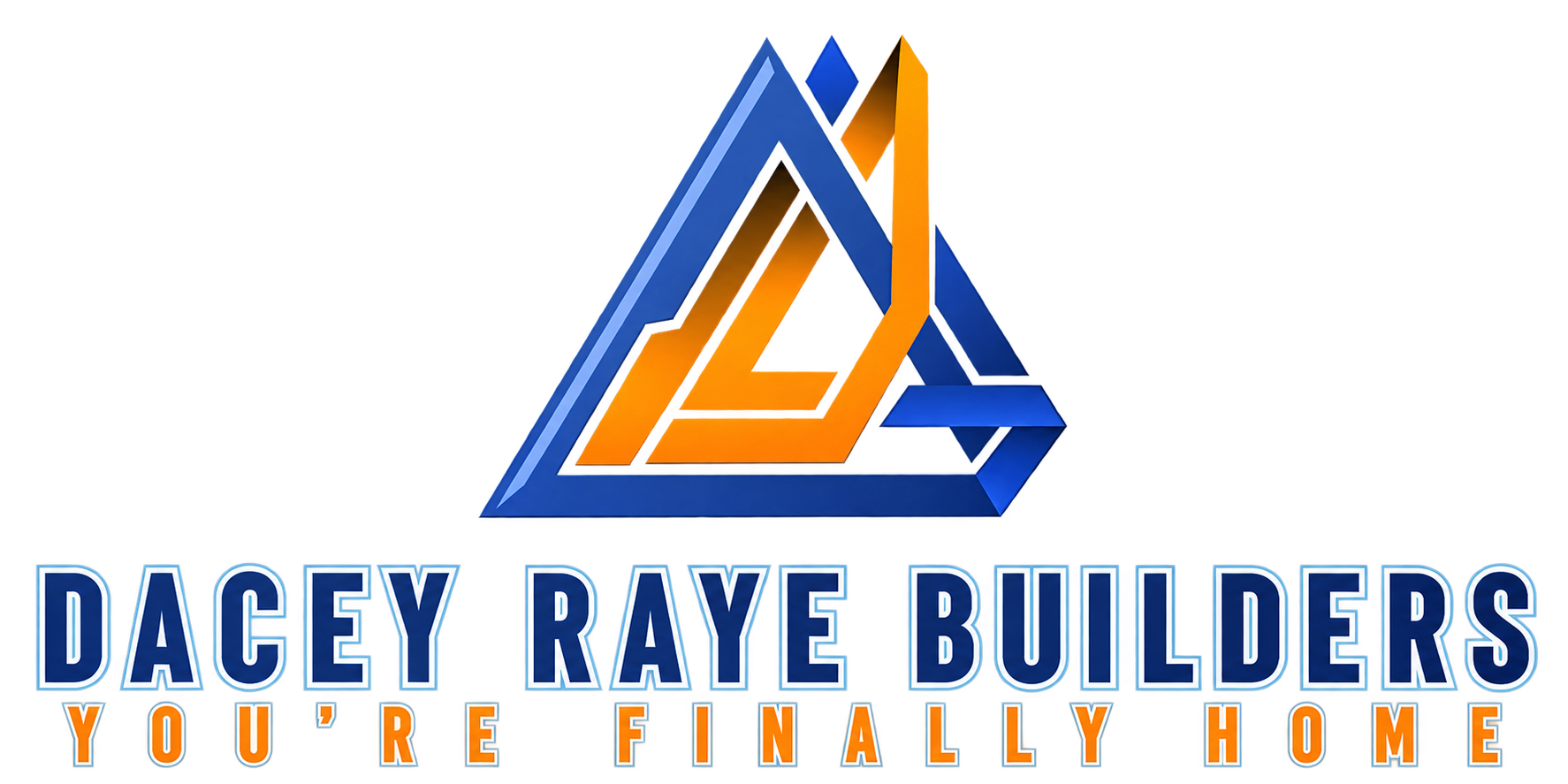 Dacey Raye Builders logo with blue and orange geometric roof icon and company name