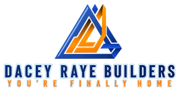 Dacey Raye Builders logo with blue and orange geometric roof icon and company name