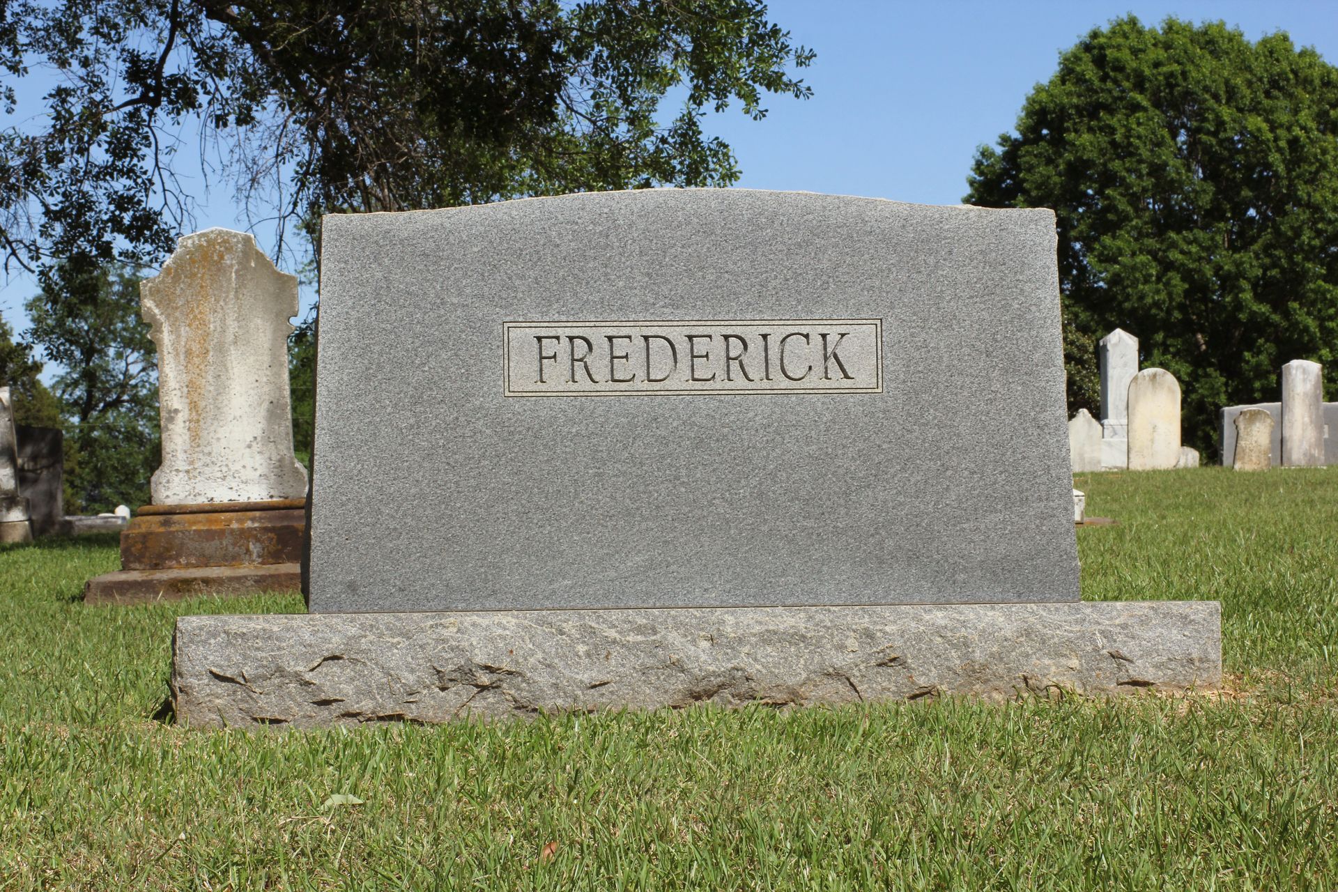 Grave marker with the name
