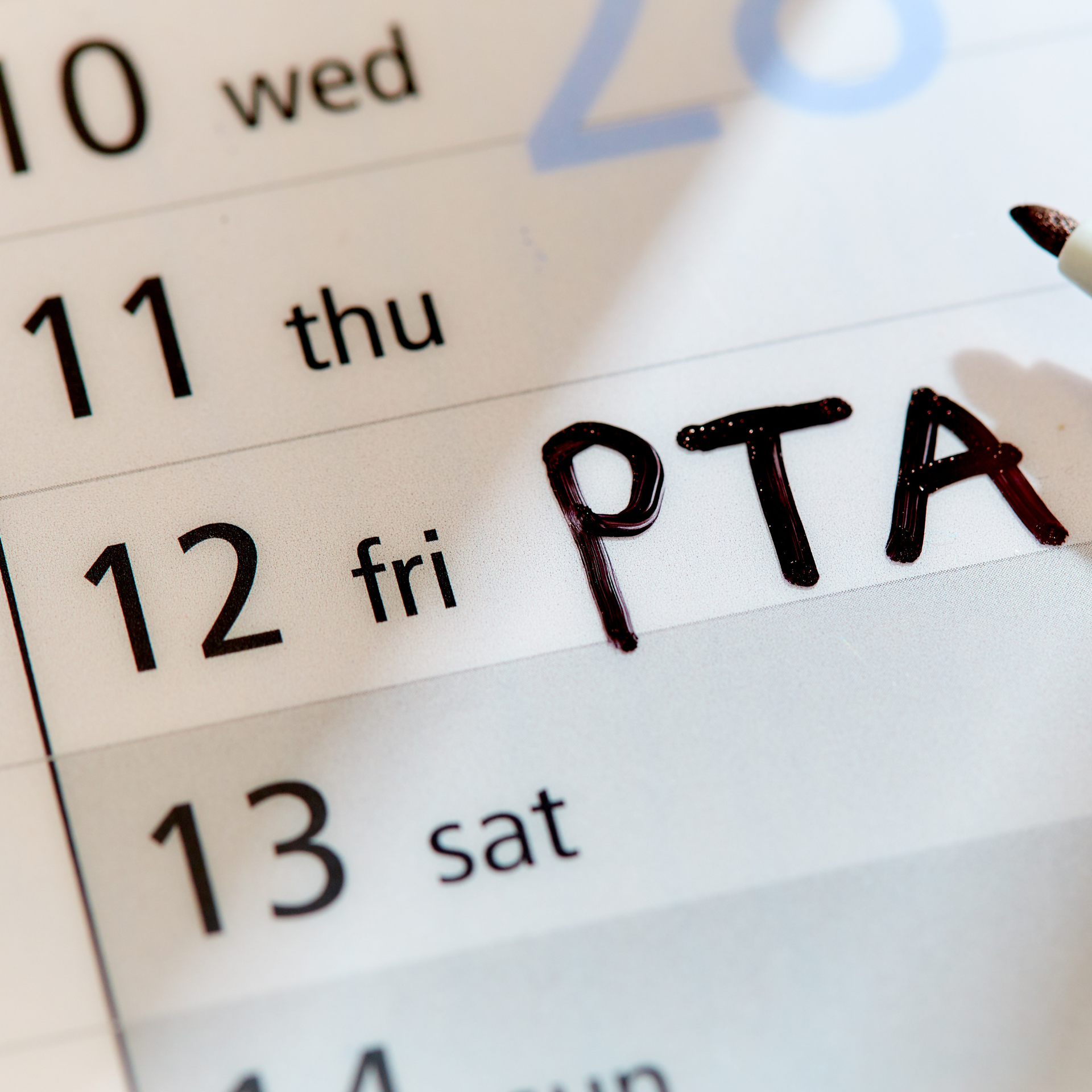 A calendar with the word pta written on it
