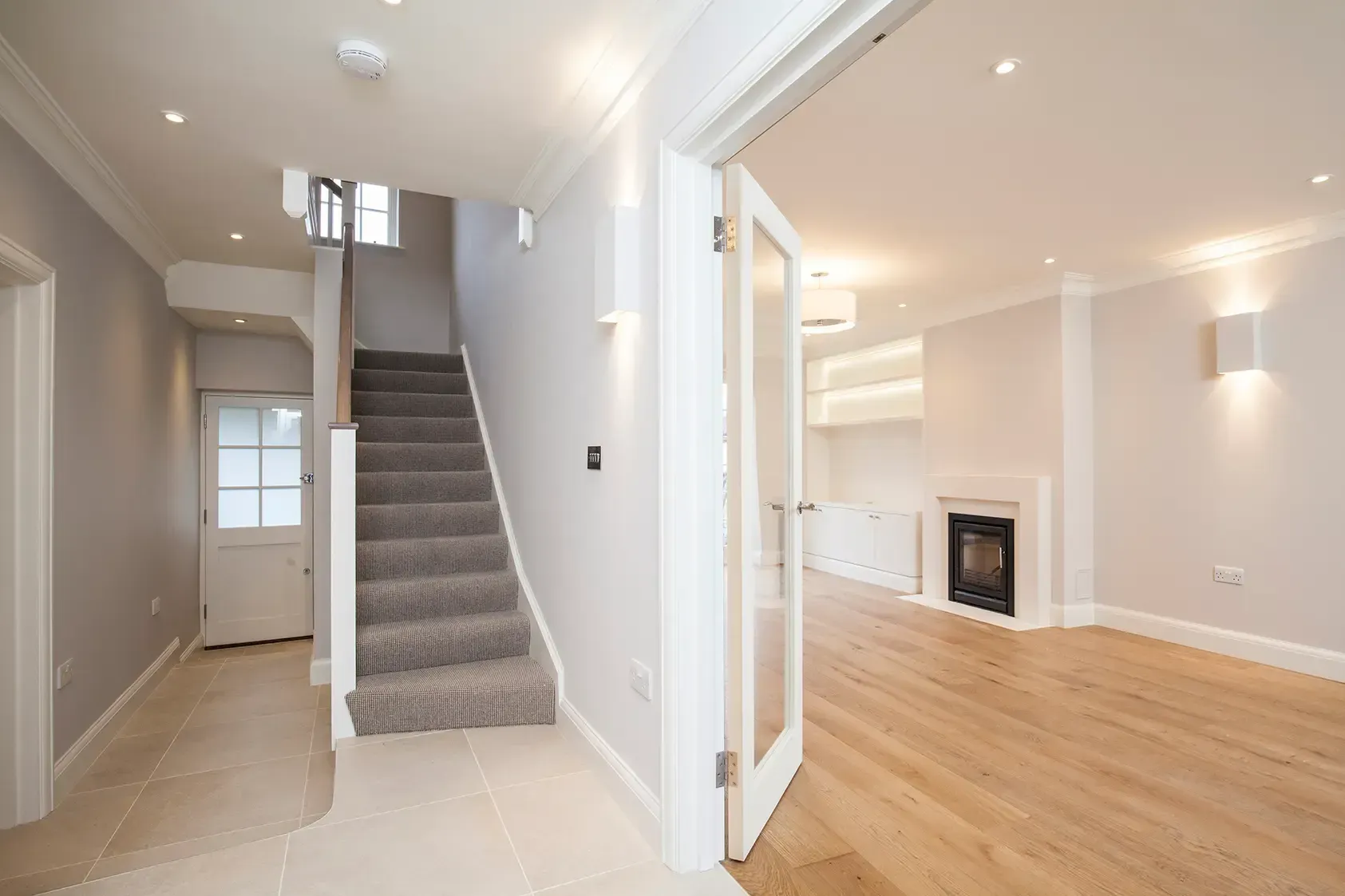 Internal alteration and refurbishment works with contemporary hallway and living space, Wimbledon Village SW19 – CSArchitects
