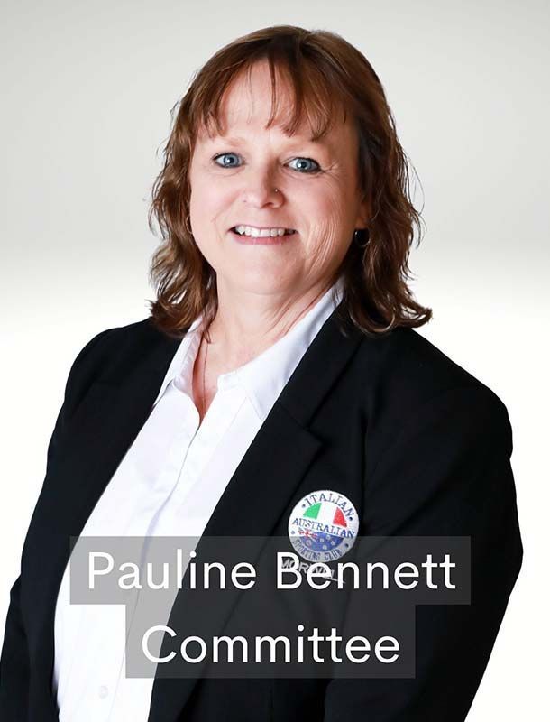 Pauline Bennett smiling in a black blazer and white shirt, labeled “Committee.”