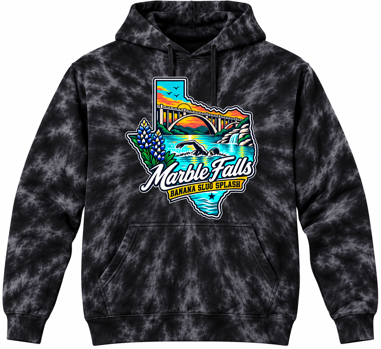 Black Tie-Dye Hoodie