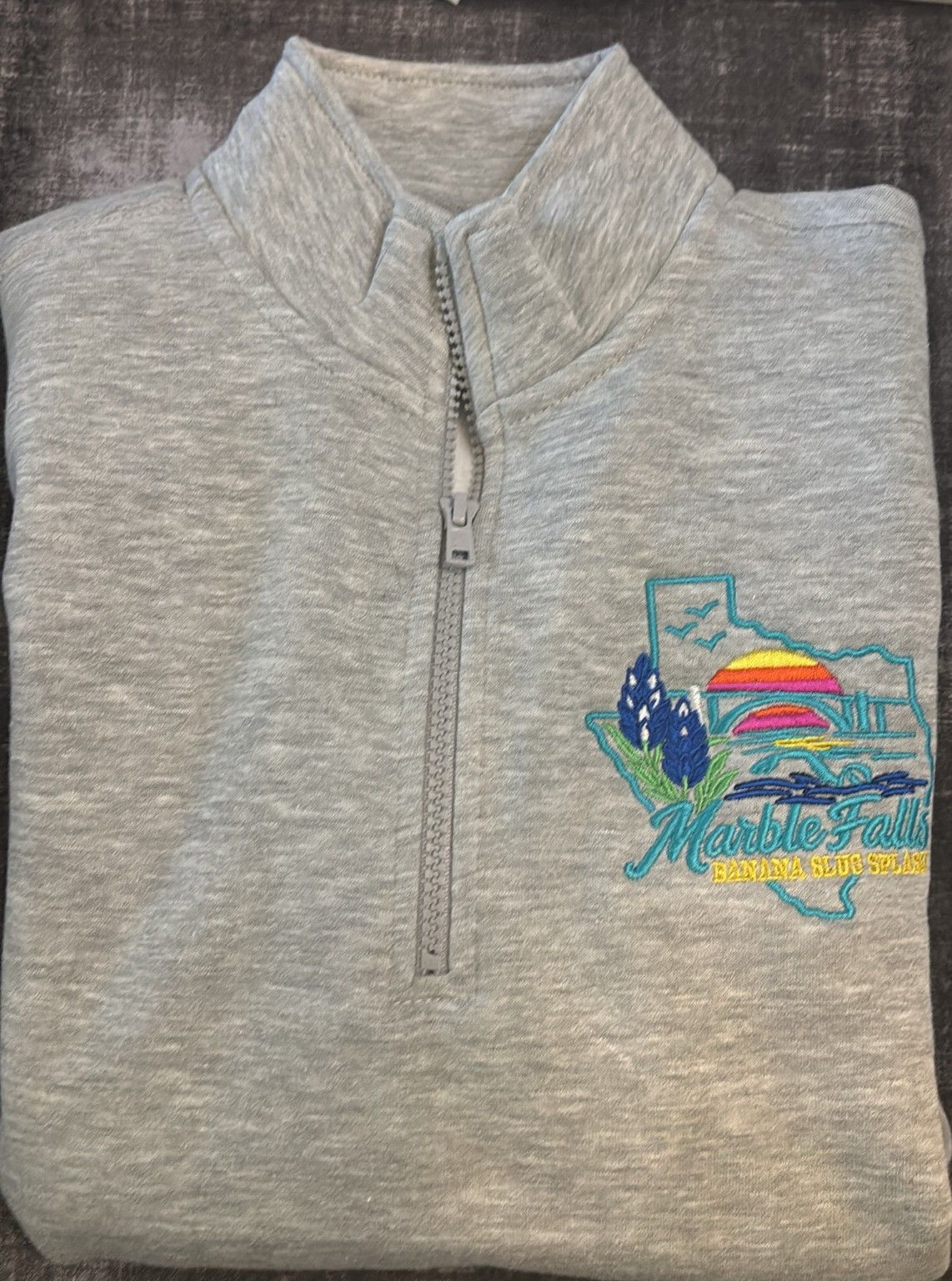 Heather Gray Embroidered 1/4 Zip
