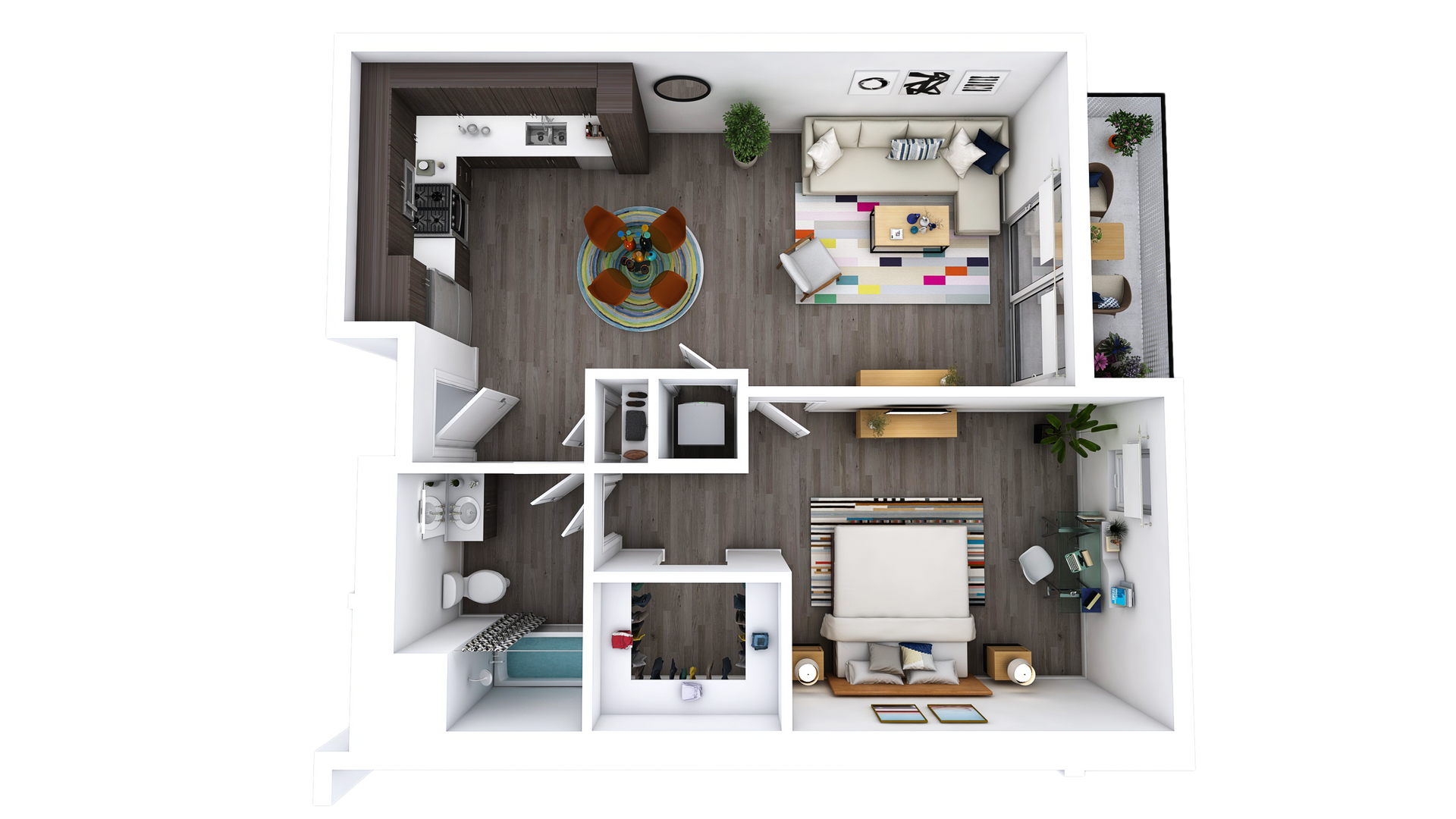 Floor Plan K-E1: 1 Bed · 1 Bath