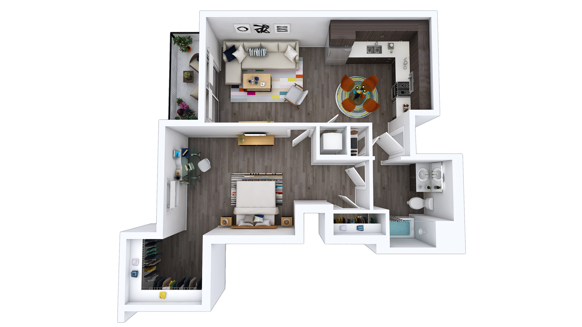 Floor Plan K-E2: 1 Bed · 1 Bath