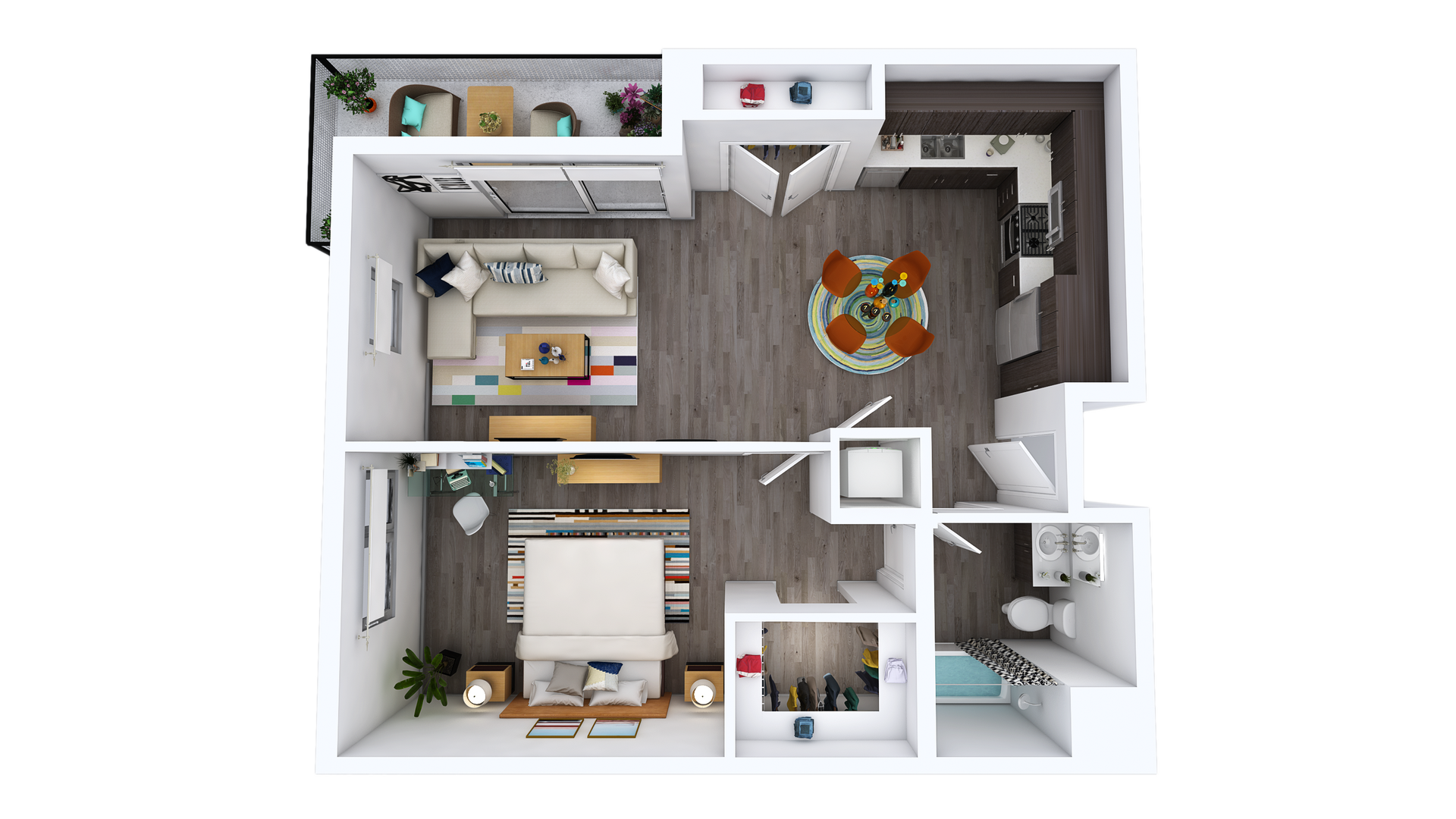 Floor Plan L-F: 1 Bed · 1 Bath