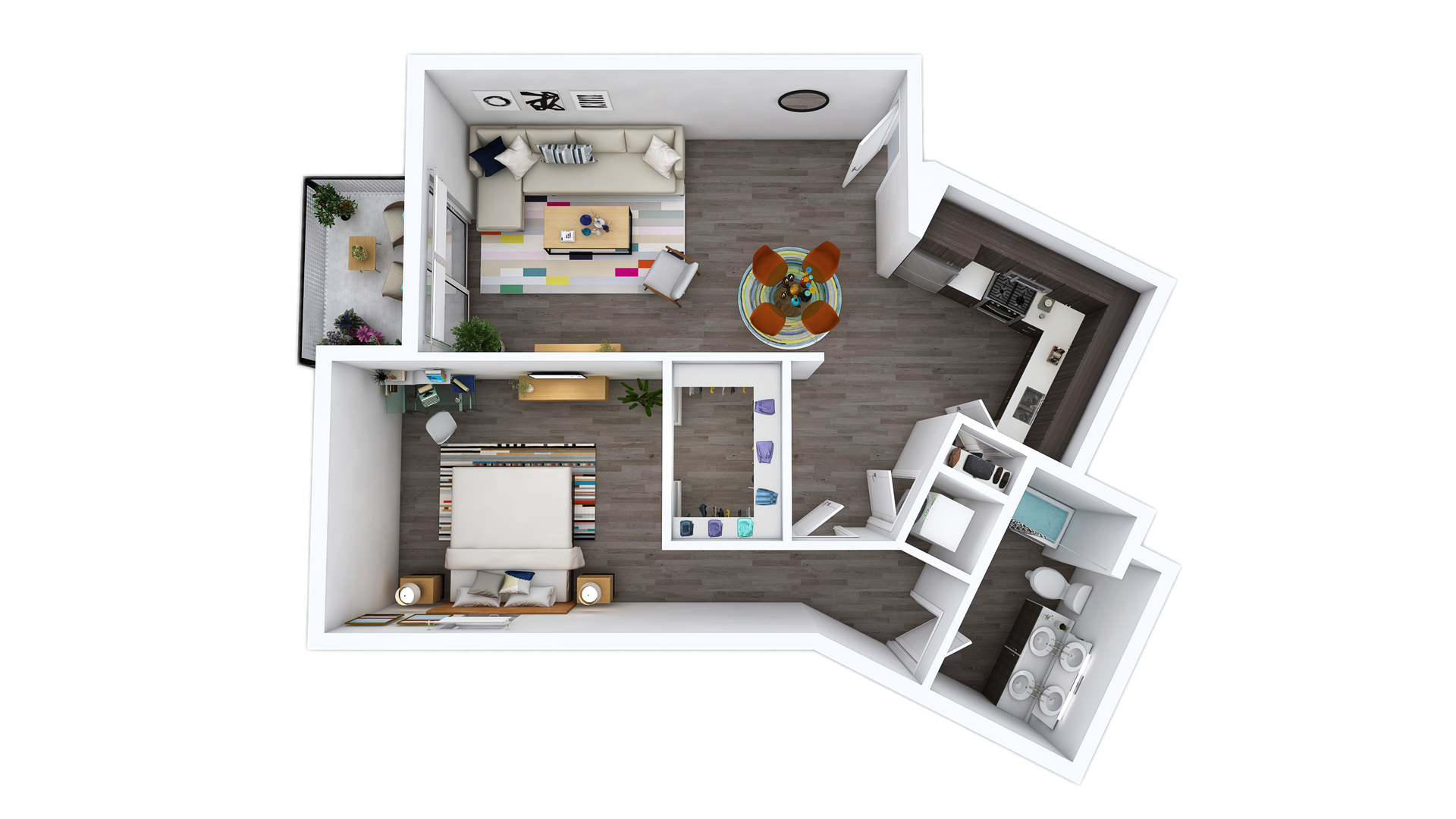 Floor Plan L-J: 1 Bed · 1 Bath