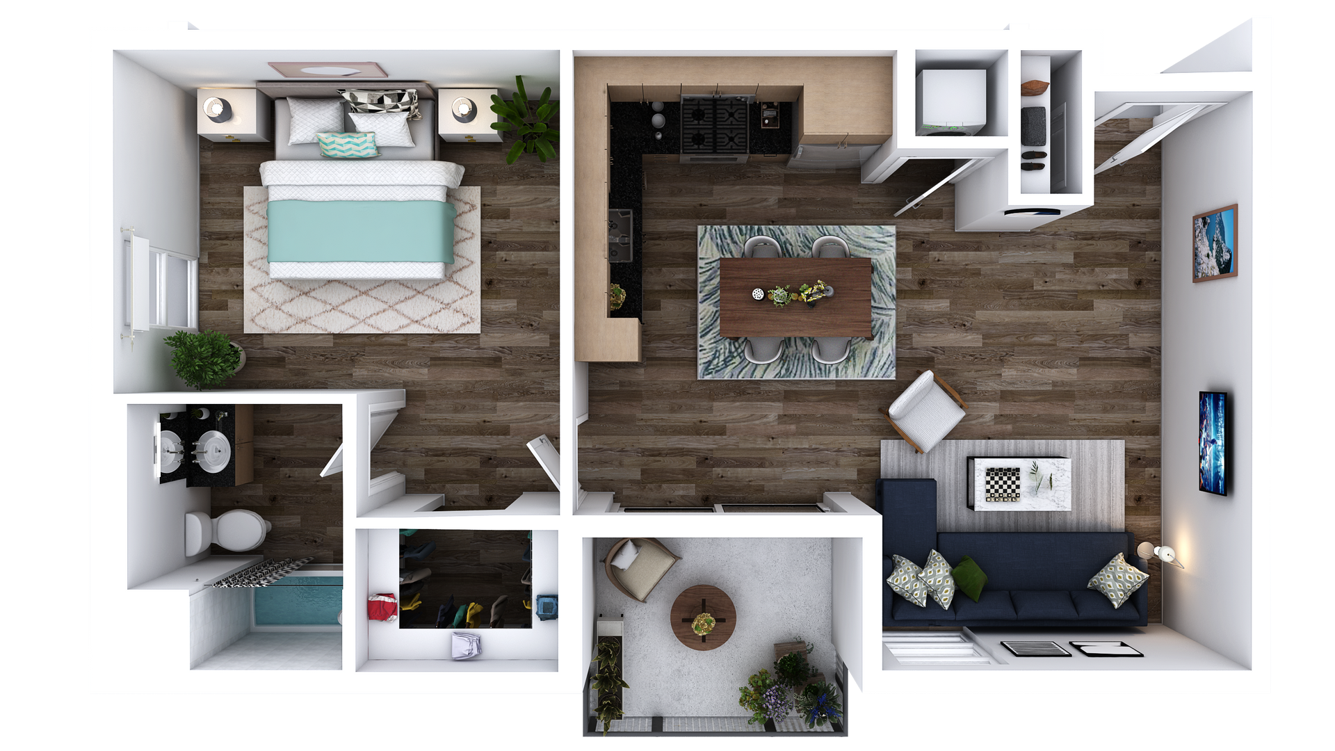 Floor Plan L-M: 1 Bed · 1 Bath