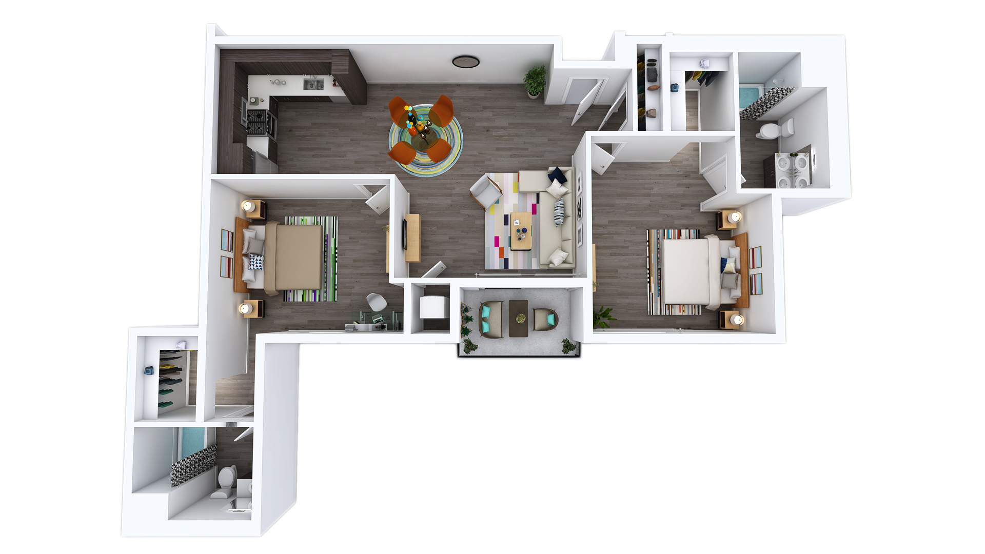 Floor Plan L-U: 2 Bed · 2 Bath