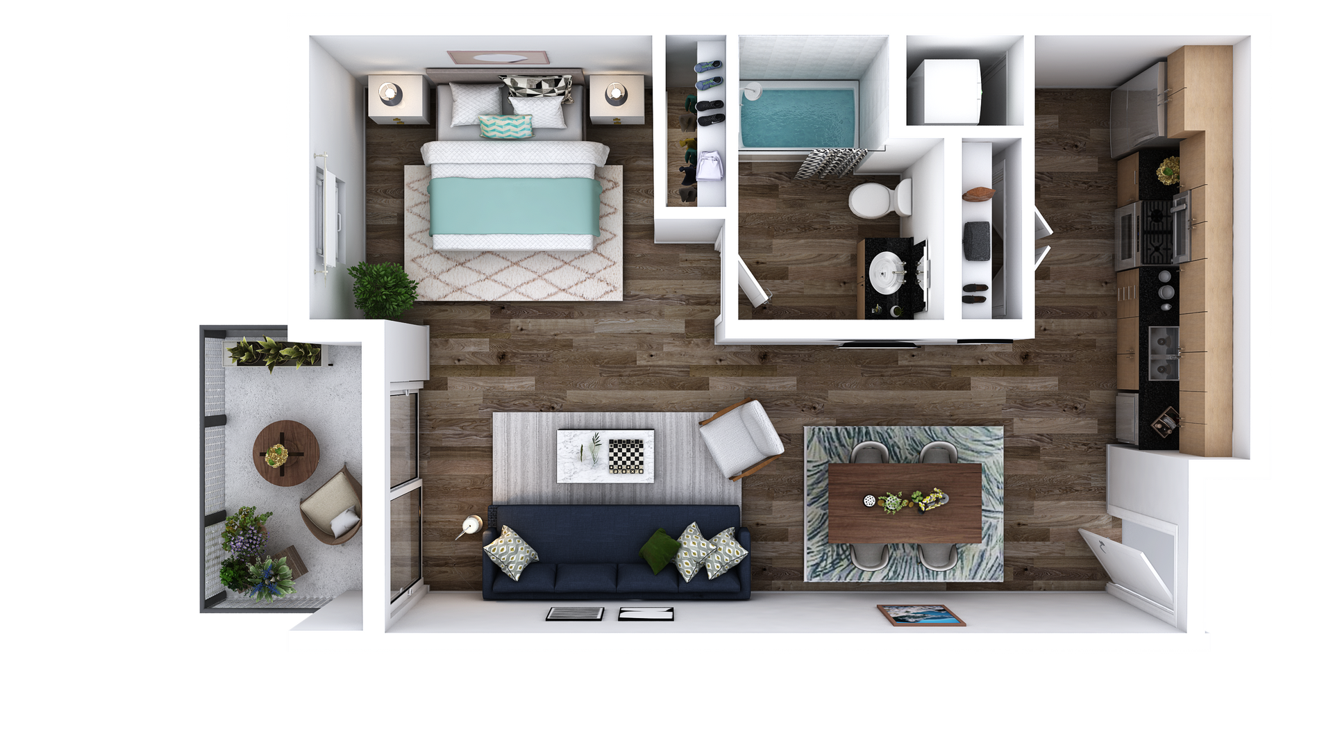 Floor Plan L-ZM: Studio · 1 Bath
