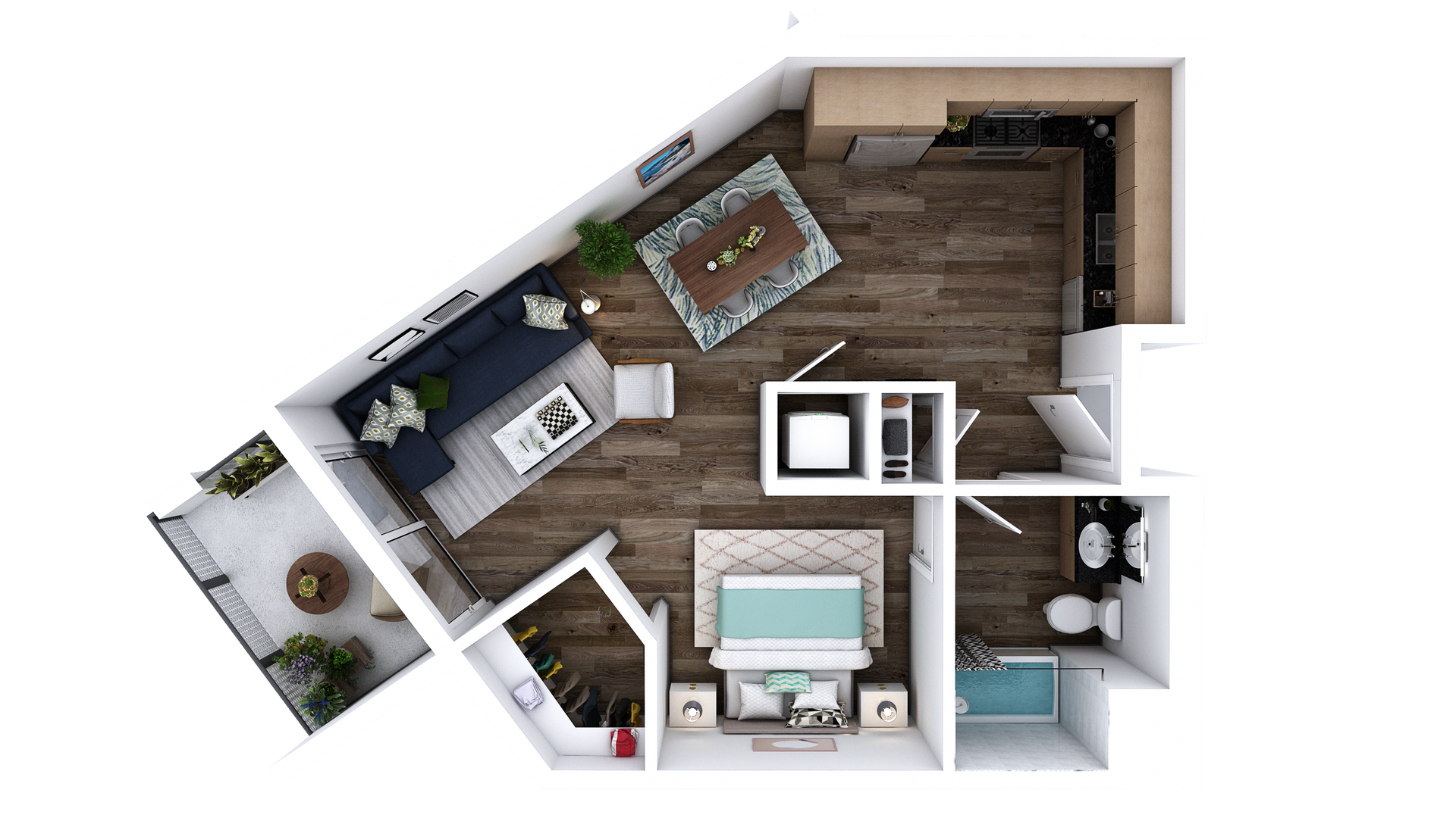 Floor Plan L-ZN: Studio · 1 Bath