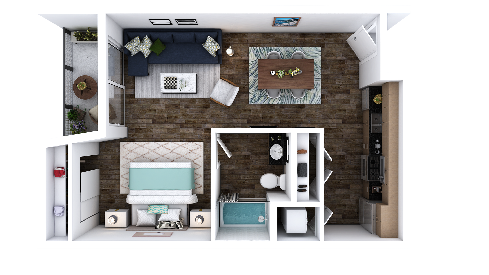 Floor Plan L-ZO: Studio · 1 Bath