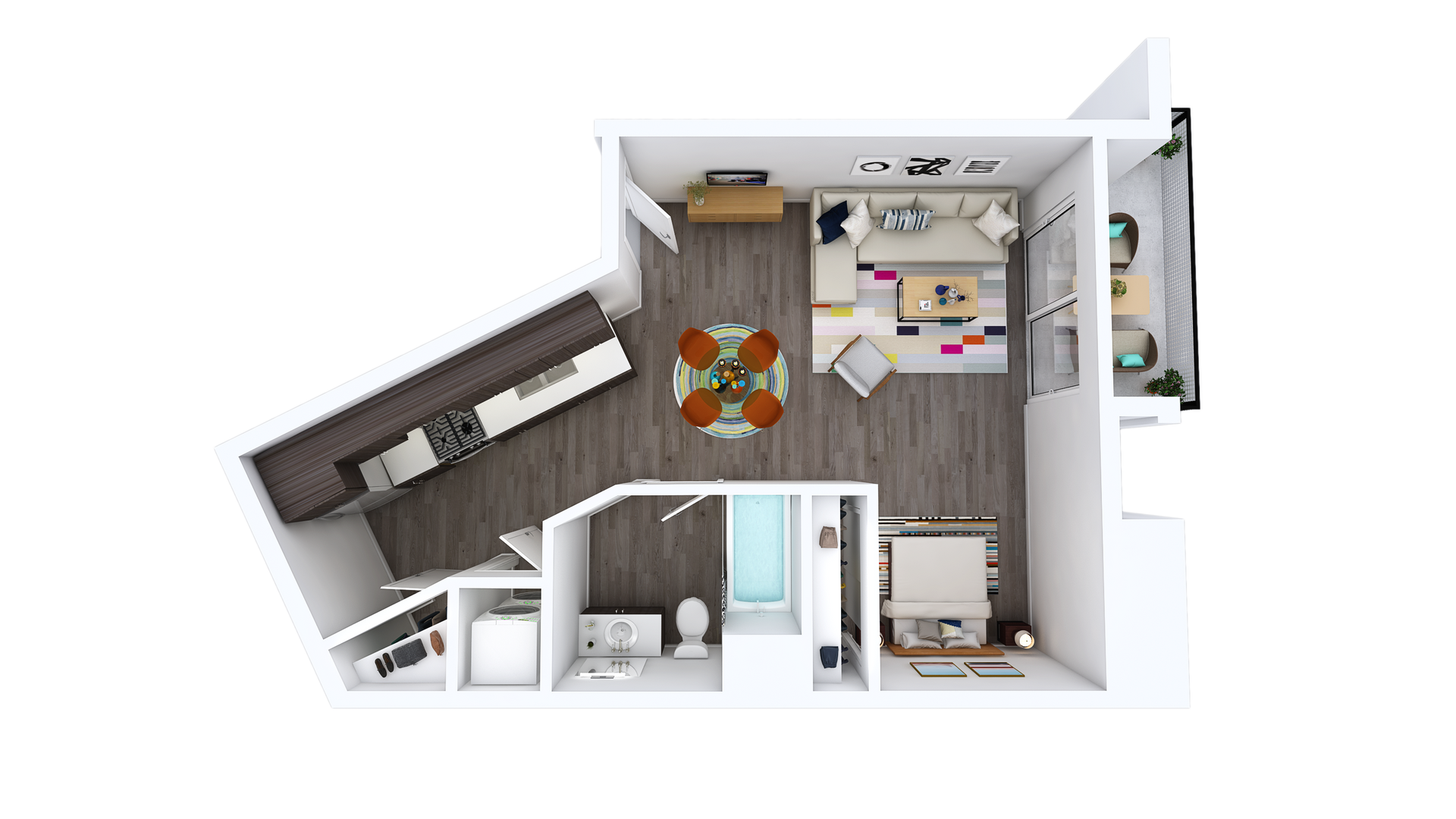 Floor Plan L-ZQ: Studio · 1 Bath