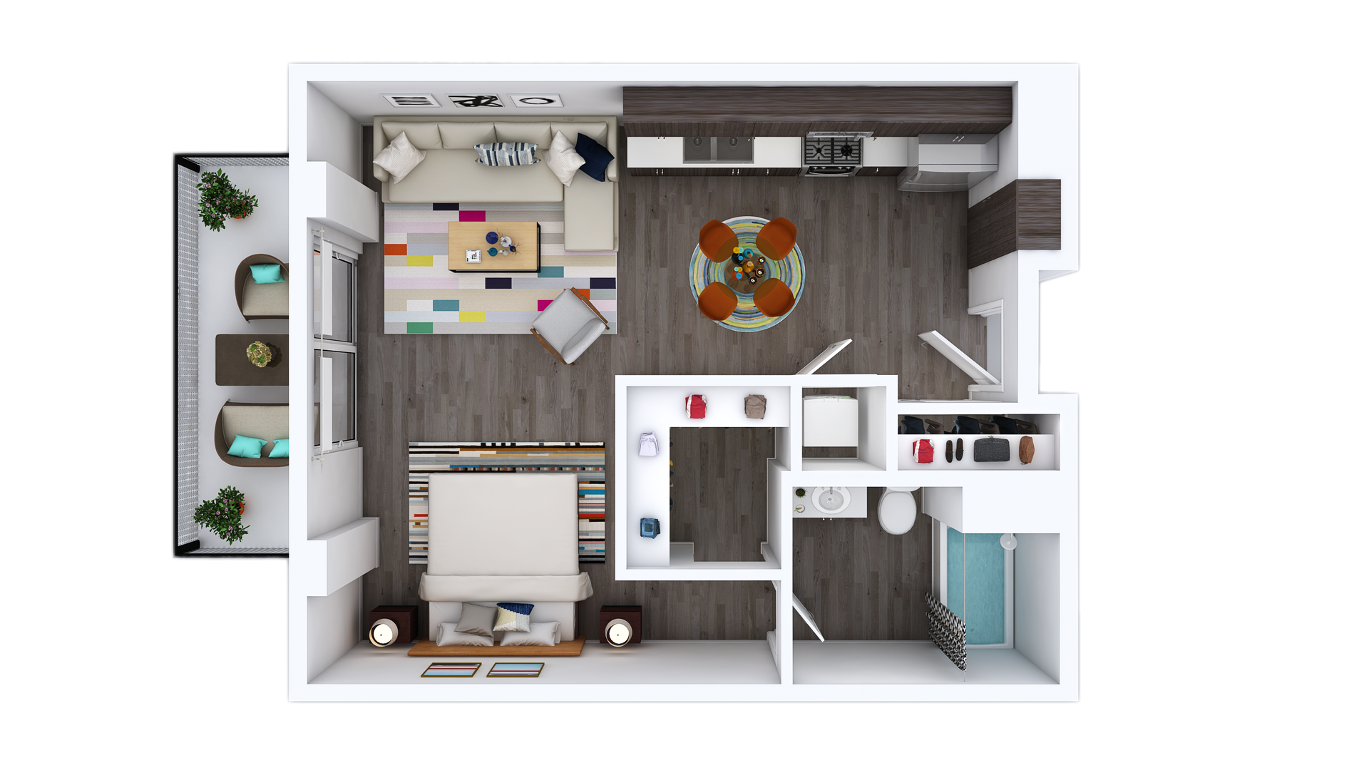 Floor Plan L-ZH: Studio · 1 Bath