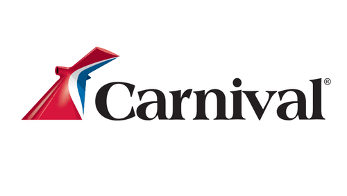 Carnival logo with red and blue funnel icon and black wordmark on white background