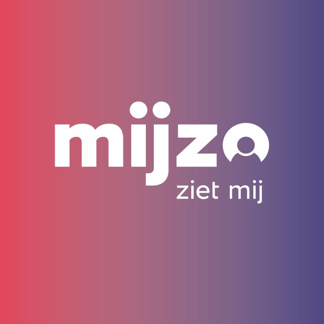 Logo met de tekst ‘mijziet mij’ in wit op een roze-paarse verloopachtergrond.