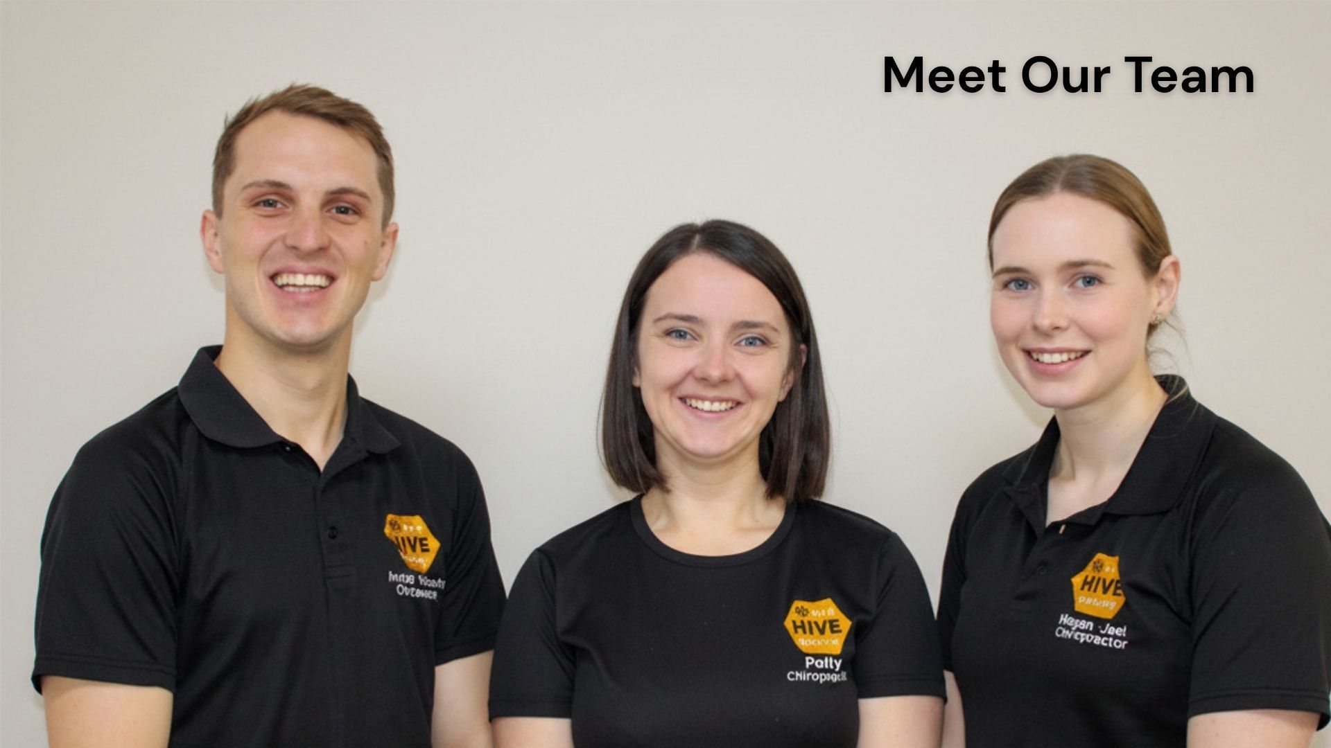 The Hive Health team in Neath including chiropractors and osteopaths Polly Lewis, Megan Jeal and Arwel Roberts