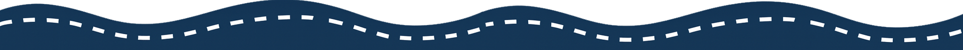 Grafica blu ondulata con dettaglio di linea tratteggiata bianca.