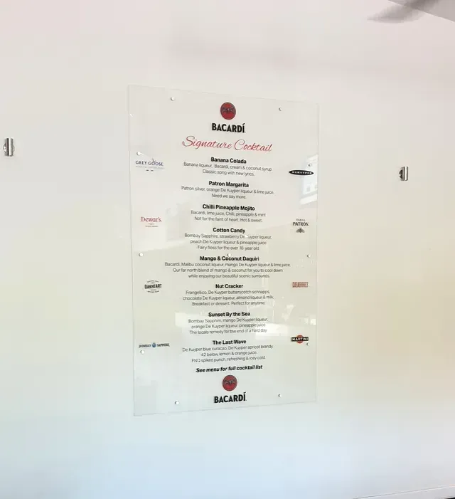Clear, Wall-mounted Bacardi Cocktail Menu — On The Spot Signs Port Douglas In Port Douglas, QLD