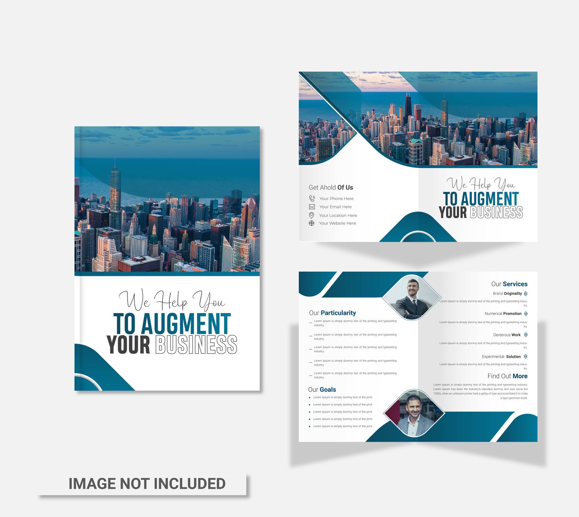 Brochure Mockup With a City Skyline, Teal Accents, and the Phrase — On The Spot Signs Port Douglas In Port Douglas, QLD