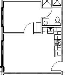 1 Bedroom Floor Plan 1