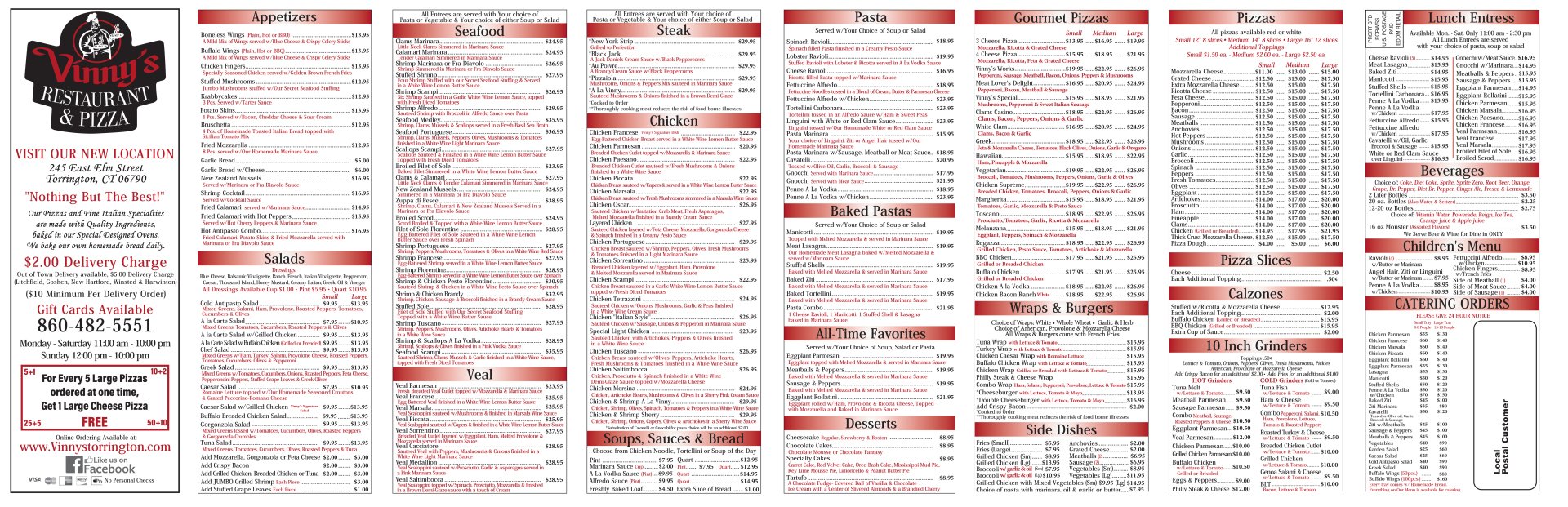 Vinny's Restaurant & Pizza Torrington, CT Apps, Salads, Sides