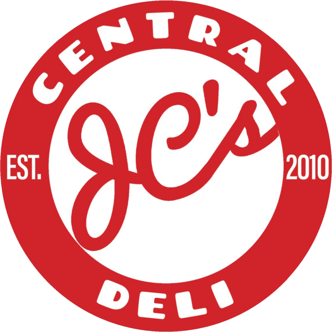 Red circular Central Deli logo with white script, “EST. 2010” and “DELI” around the border