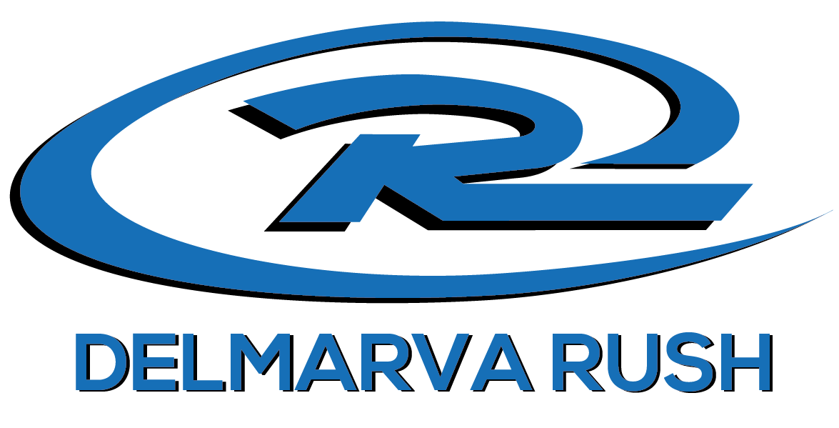 Logo for Delmarva Rush, featuring a blue