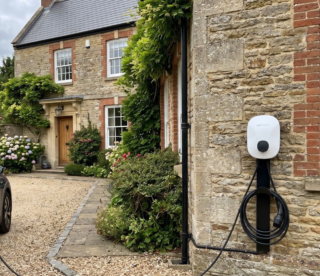 Home EV charger installed at a Melbourne, Derbyshire property by Derbyshire Electrical Specialists