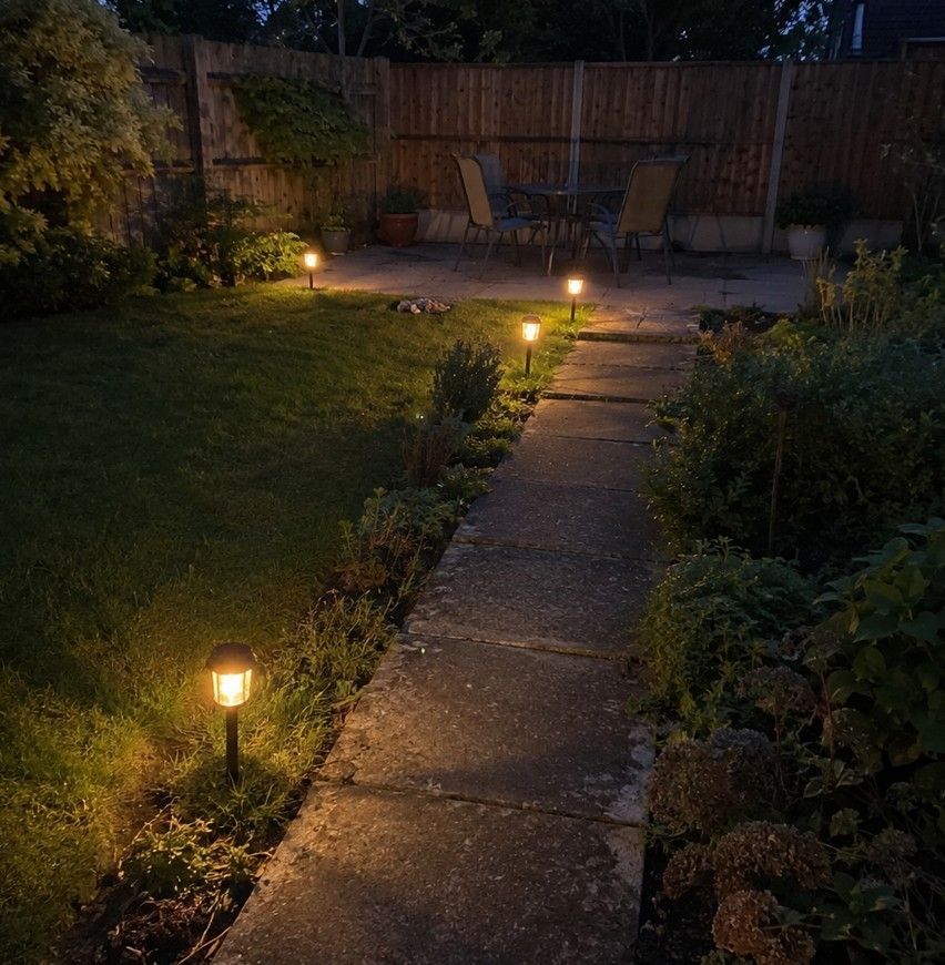 Garden pathway lighting installed in a Derby property by Derbyshire Electrical Specialists